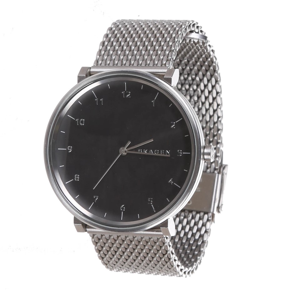 SKAGEN Stainless Steel Wrist Watch, Black Face. N.B. Bracelet Clasp Not ...