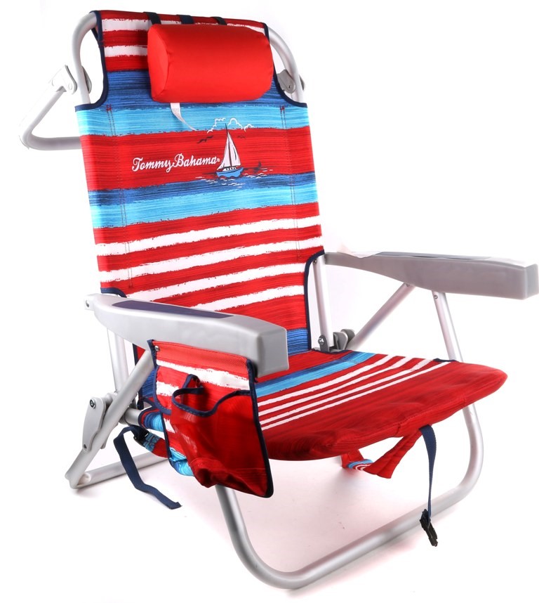 Tommy Bahama Folding Beach Chair With Back Storage Pouches Head Rest Lig Auction Graysonline Australia