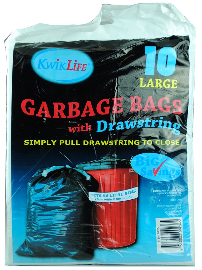 Buy 48 x Kwik Life Pk10 70Cm X 80Cm Garbage Bags Large Drawstring Grays Australia