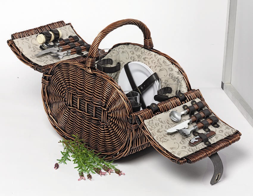 Buy 4 Person Wicker Cane Picnic Basket Dark Brown Grays Australia