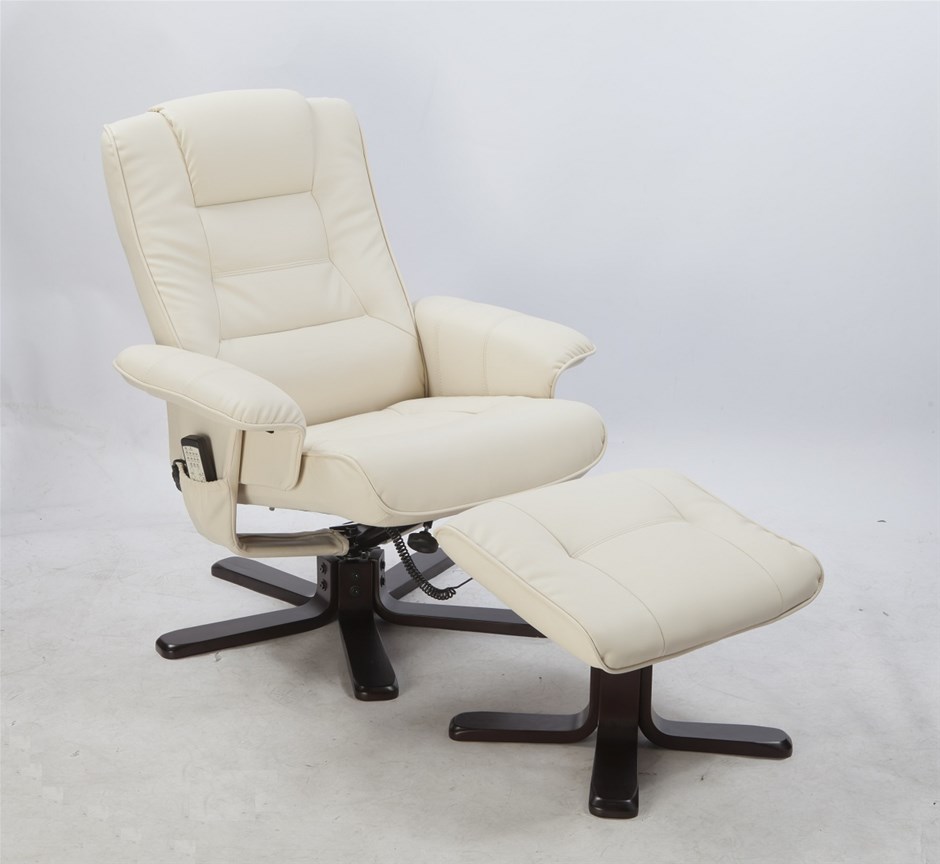 White leather massage online chair