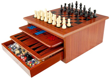 10 in 1 Wooden Chess Board Games Slide O