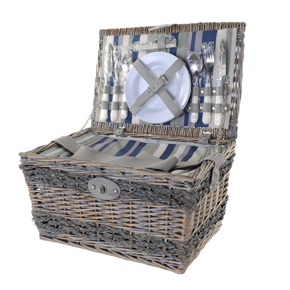 2 Person Wicker Cane Picnic Basket - Gre