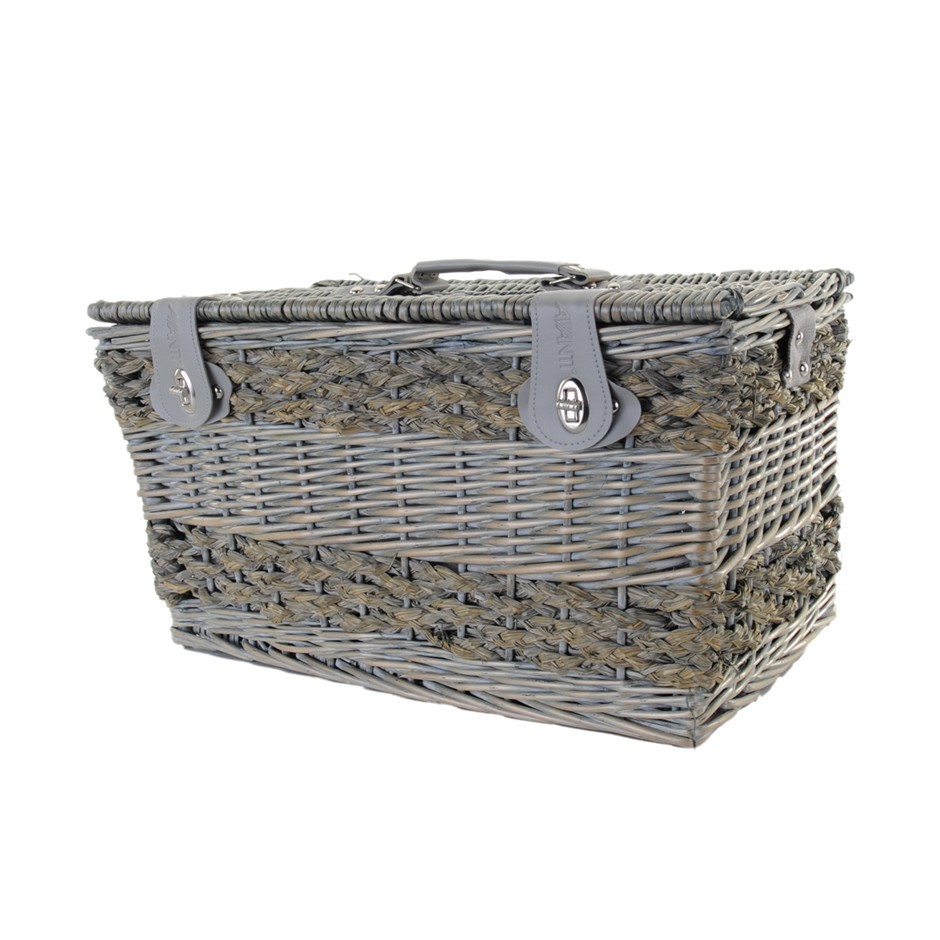 Buy 4 Person Wicker Cane Picnic Basket Grey Wash Grays Australia