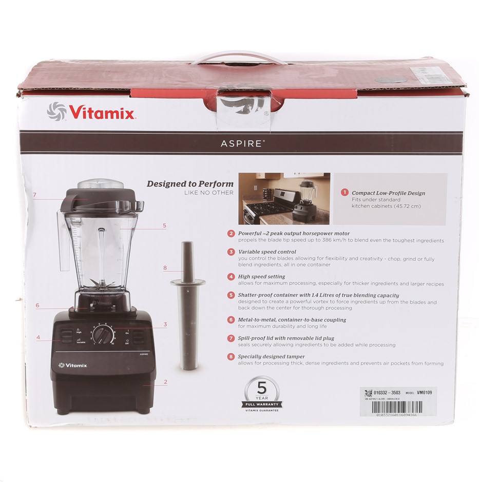 VITAMIX Aspire 1200W Blender & Food Mixer, Model VM0109. Buyers Note