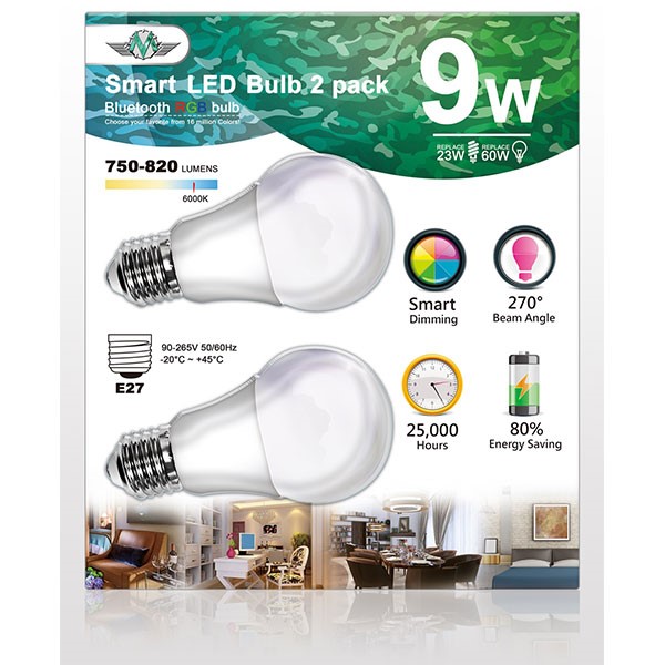 MV Smart Bulb 9W E27 Twin Pack