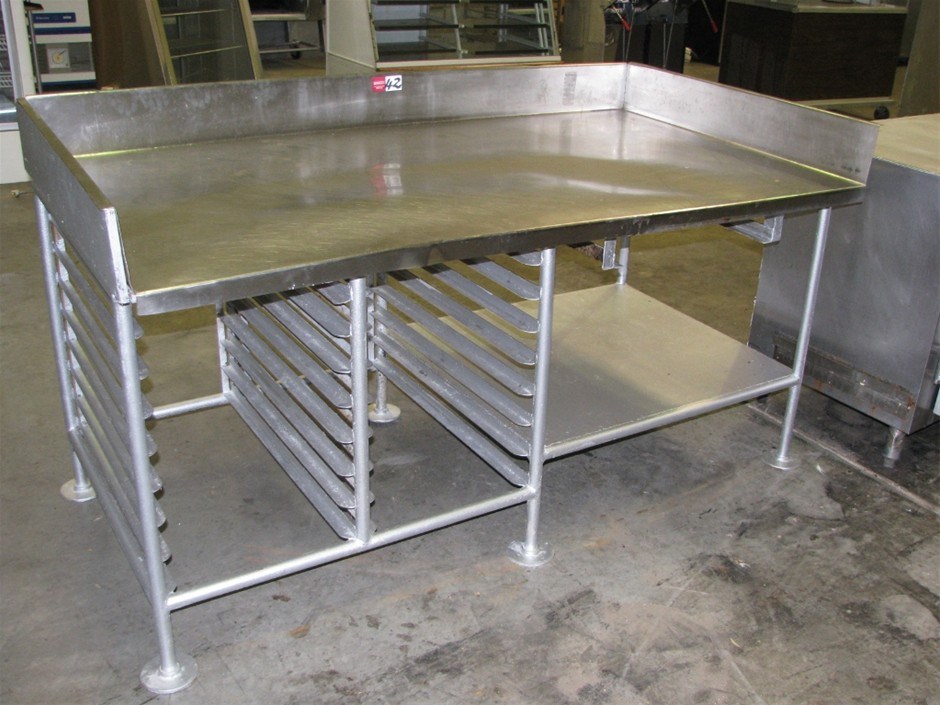 Bakery Preparation Bench, stainless steel bench top with 3 sided