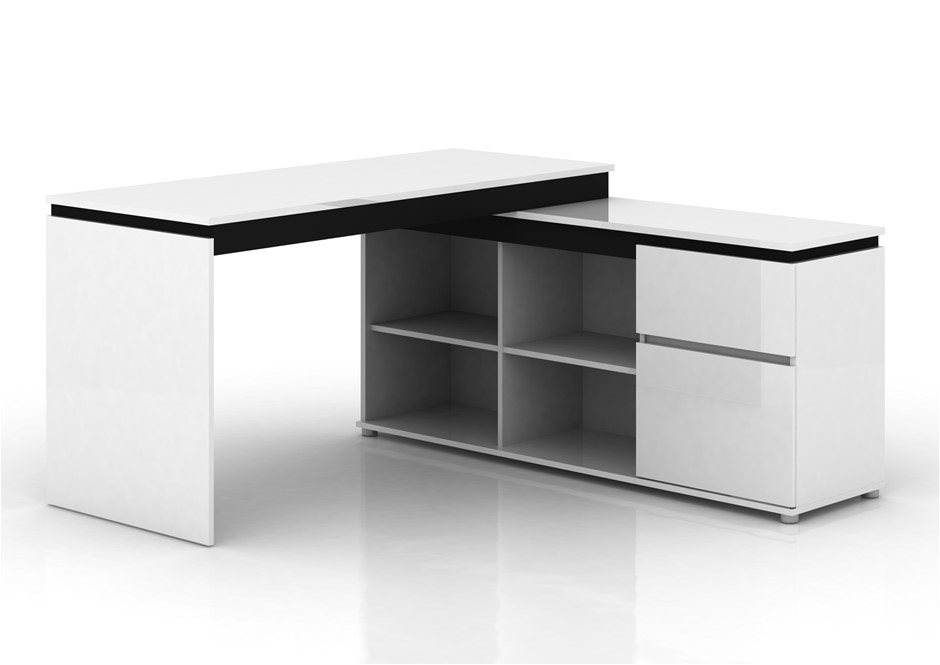 Milano High Gloss Drawer Desk