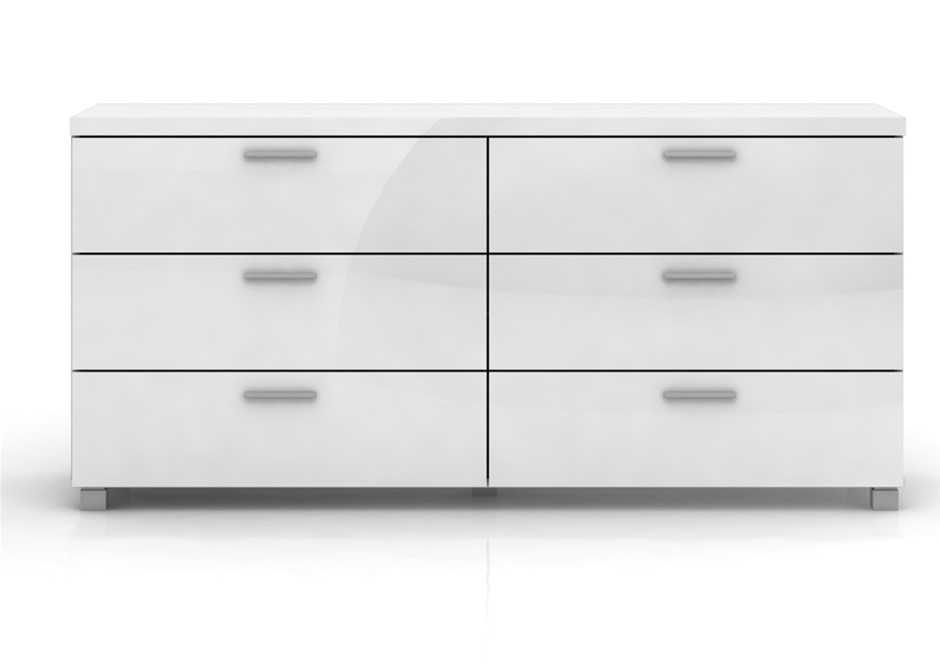 Elisha High Gloss 6 Drawer Chest - White