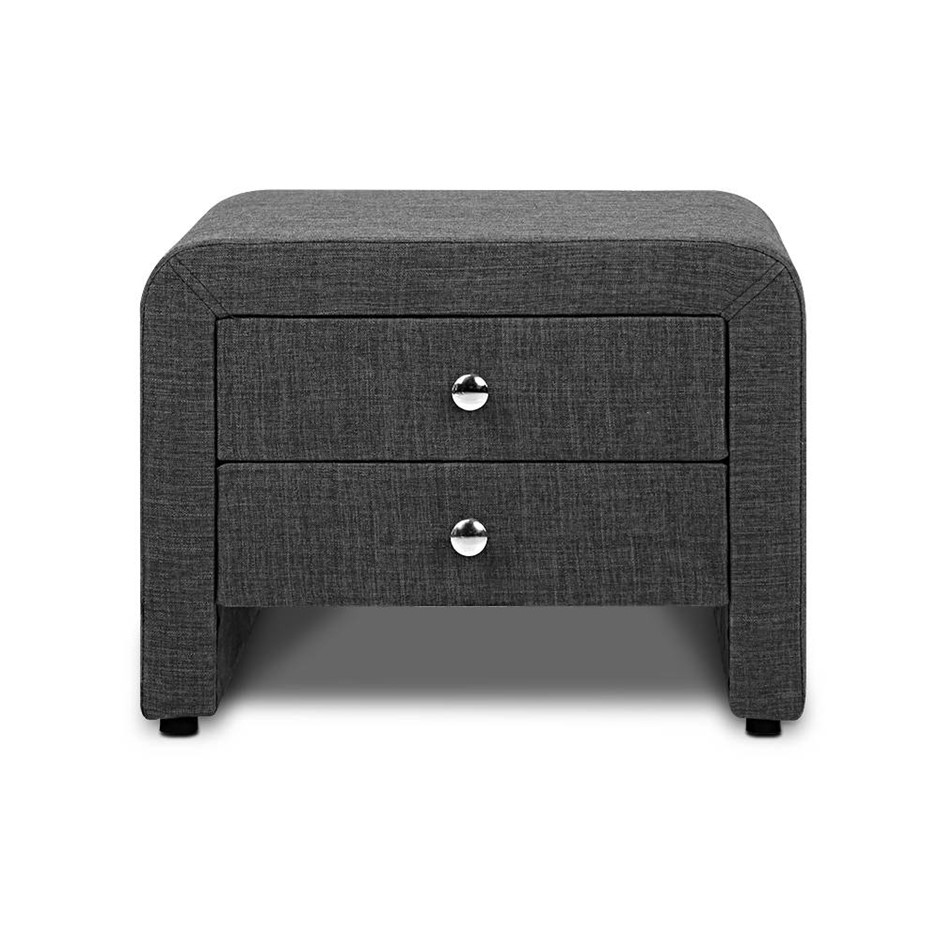 Artiss Fabric Bedside Table with 2 Drawe