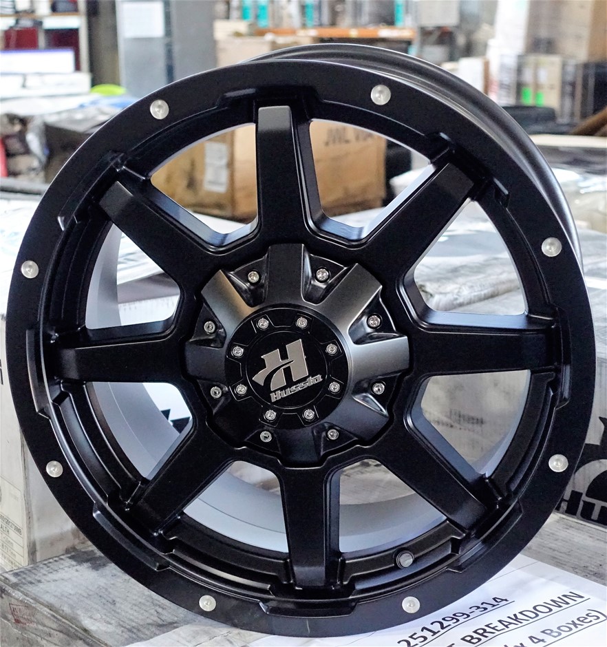 4 X Hussla Stealth 17`` Black Rims. 17x9 Et + 30mm 5 X 120 127 C.b 73 