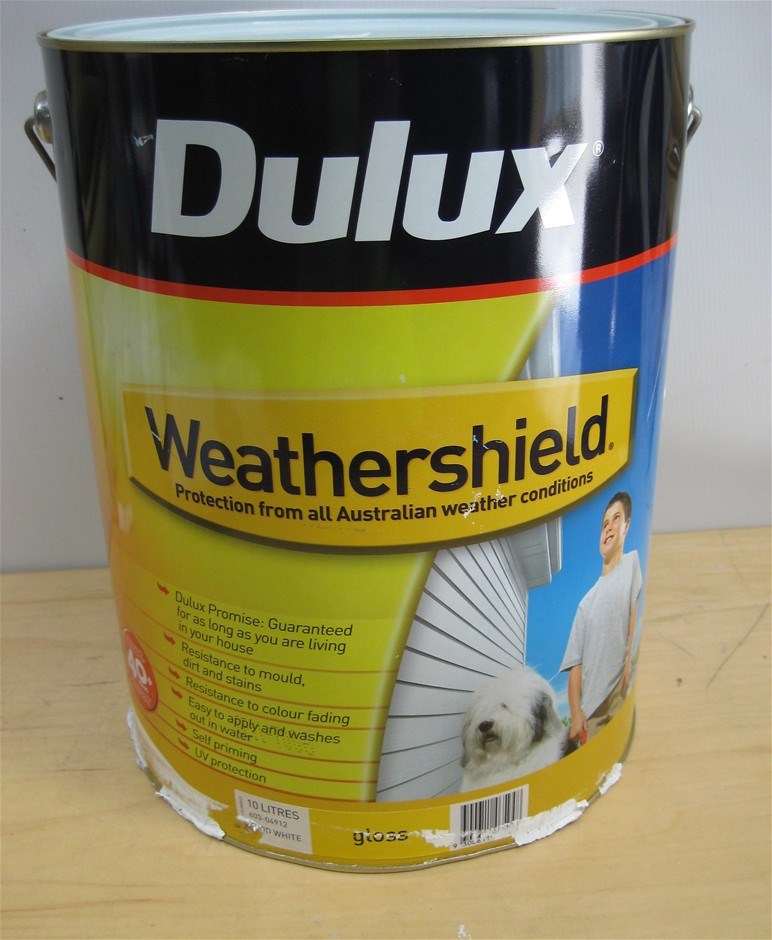 Dulux 10 Litre Vivid White Weathershield Gloss Exterior Water Based