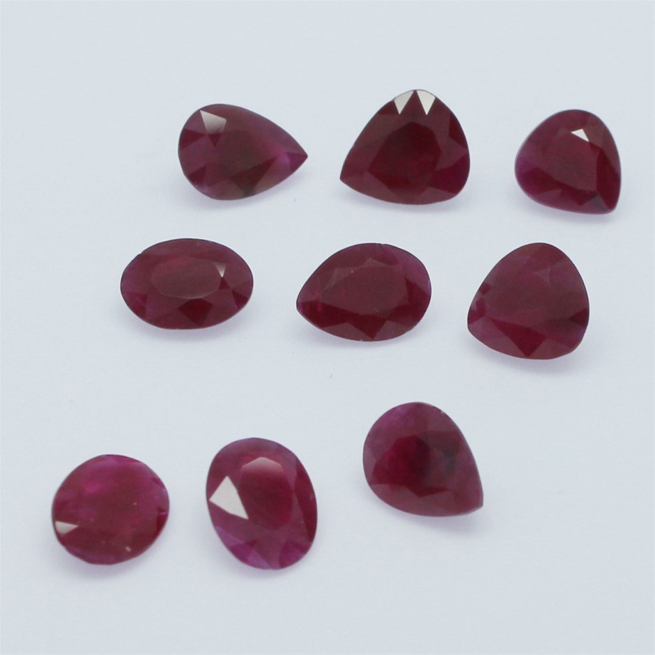 9x Loose Oval & Pear Shaped Rubies 12.60ct In Total