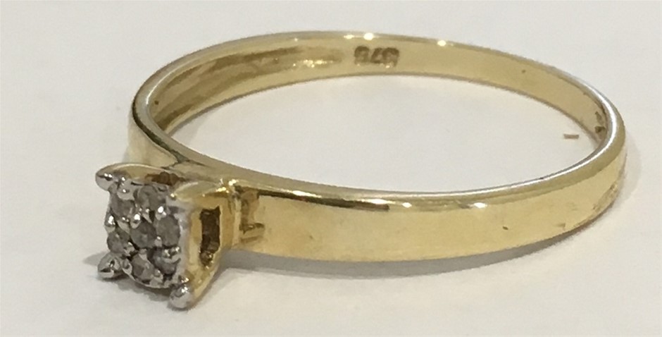 Genuine Diamond 9ct Yellow Gold Ring