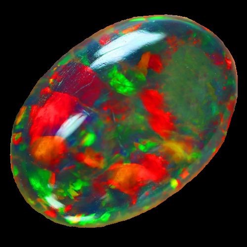 2.80ct Oval Cab. Patchwork Harlequin Solid Welo Black Opal