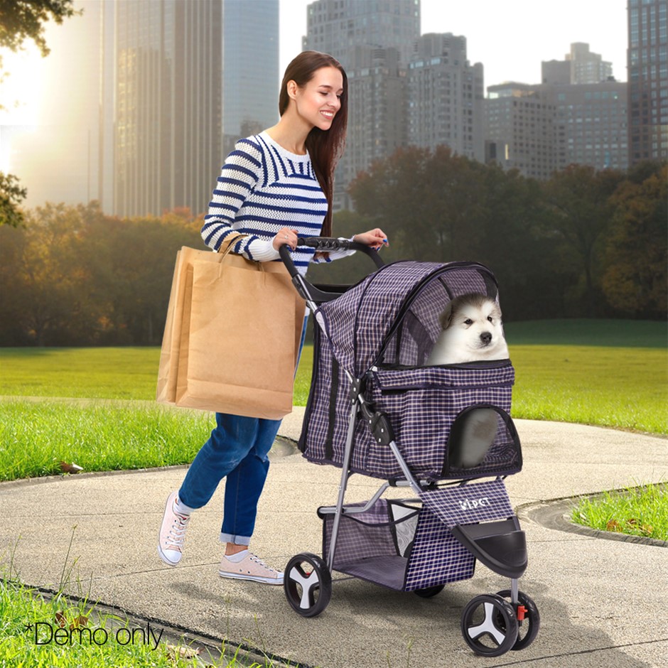 Buy i.Pet 3 Wheel Pet Stroller Blue Grays Australia