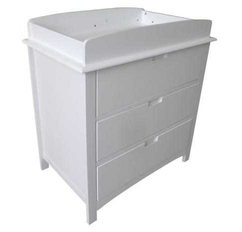 White Chest Of 3 Drawers With Change Tab