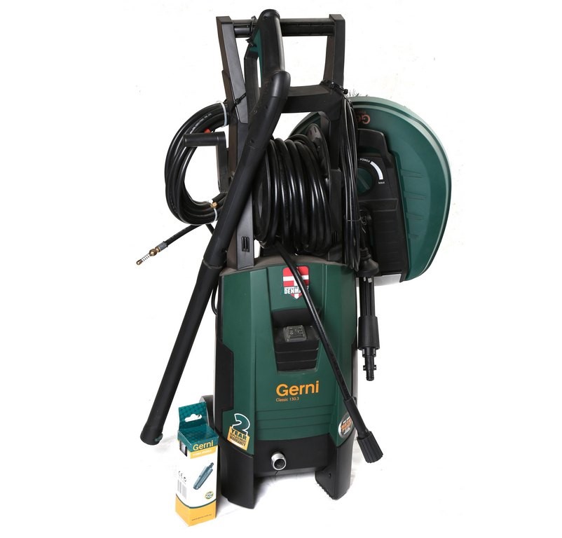 GERNI Super 130.3 High Pressure Cleaner 1800psi c/w Patio Cleaner, Foam