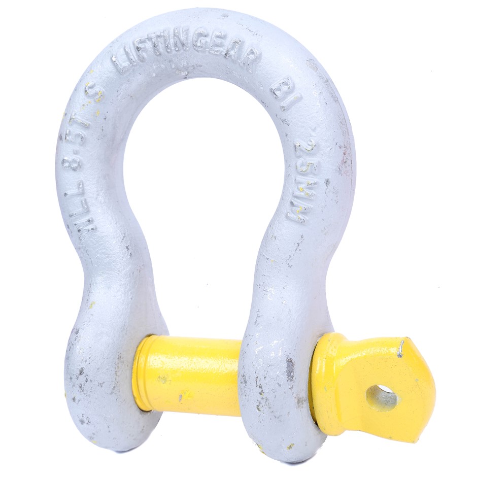 Bow Shackle, Wll 8.5t, Screw Pin Type, Grade S, Yellow Pin. (sn:bs-8.5 