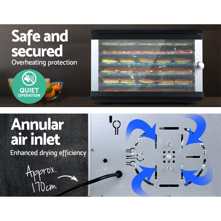 Buy DEVANTI 6 Trays Food Dehydrator Commercial Fruit Dryer Beef Jerky