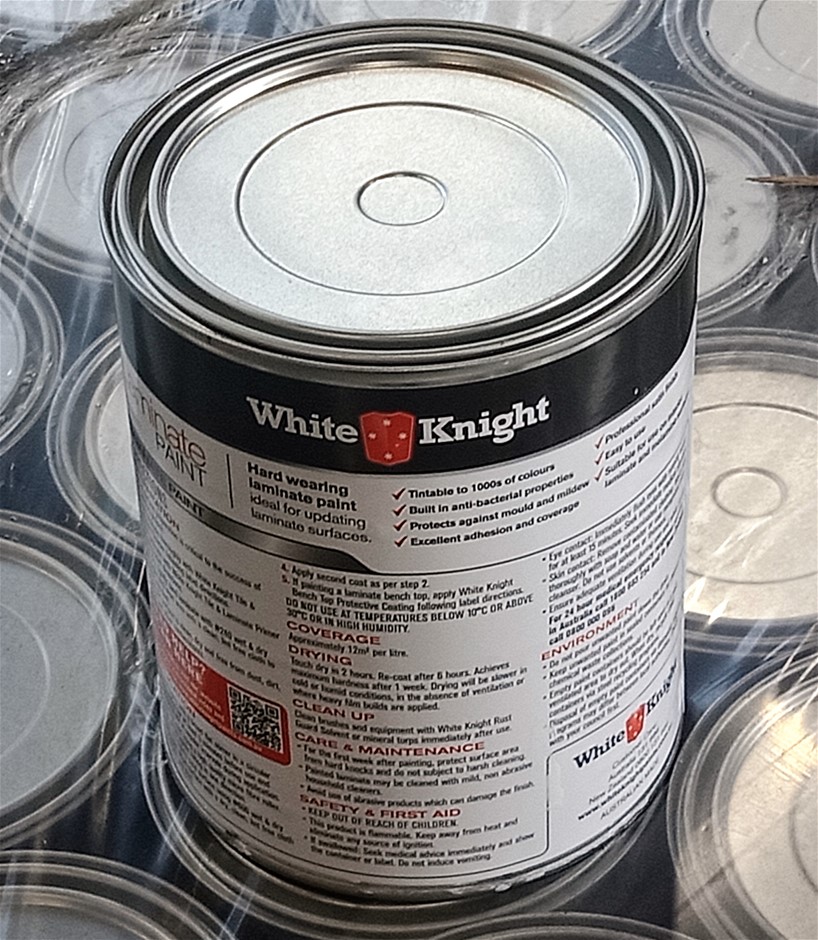 10 x White Knight Laminate Paint White 1 Litre Satin Finish Paint