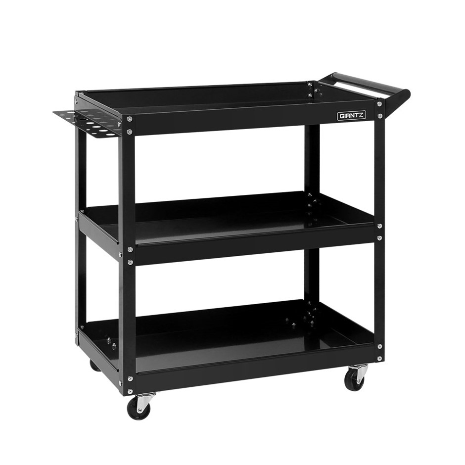 New Giantz Tool Cart 3-Tier Parts Steel Trolley Storage Organizer Black