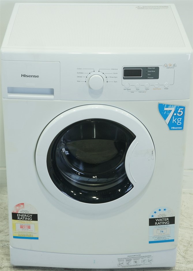 Hisense 7.5kg Front Load Washing Machine (HWFE7510) (White) Auction