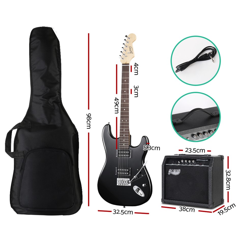 Buy Alpha Electric Guitar and 25W Amplifier Black Grays Australia