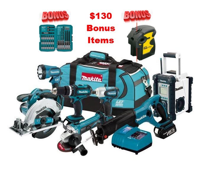 Makita LXT702 LXT 7 Piece Tool Kit with 