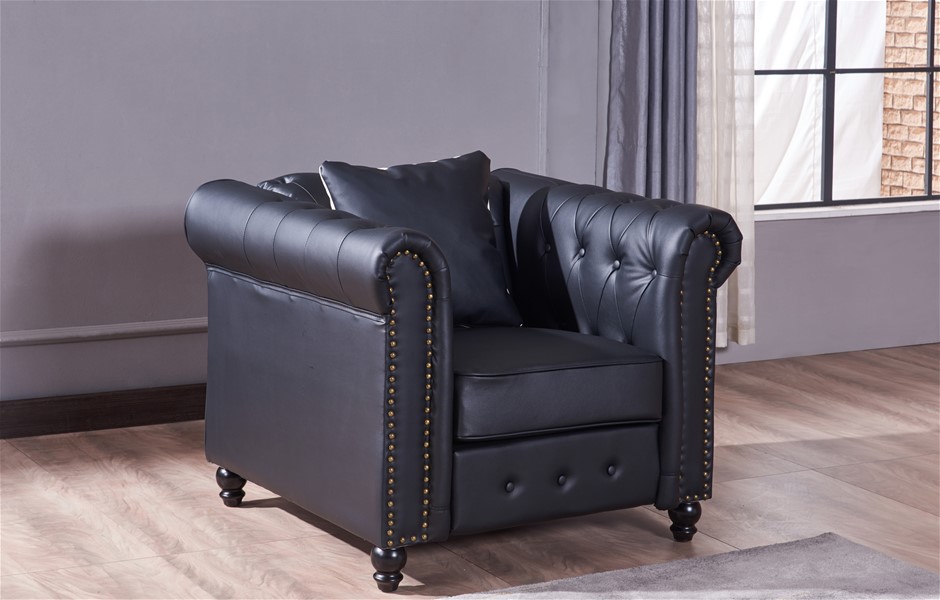 Xavier Sofa PU Leather 1 Seater Black