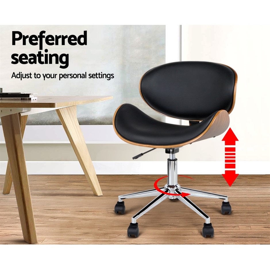 Buy Wooden & PU Leather Office Desk Chair Black Grays Australia