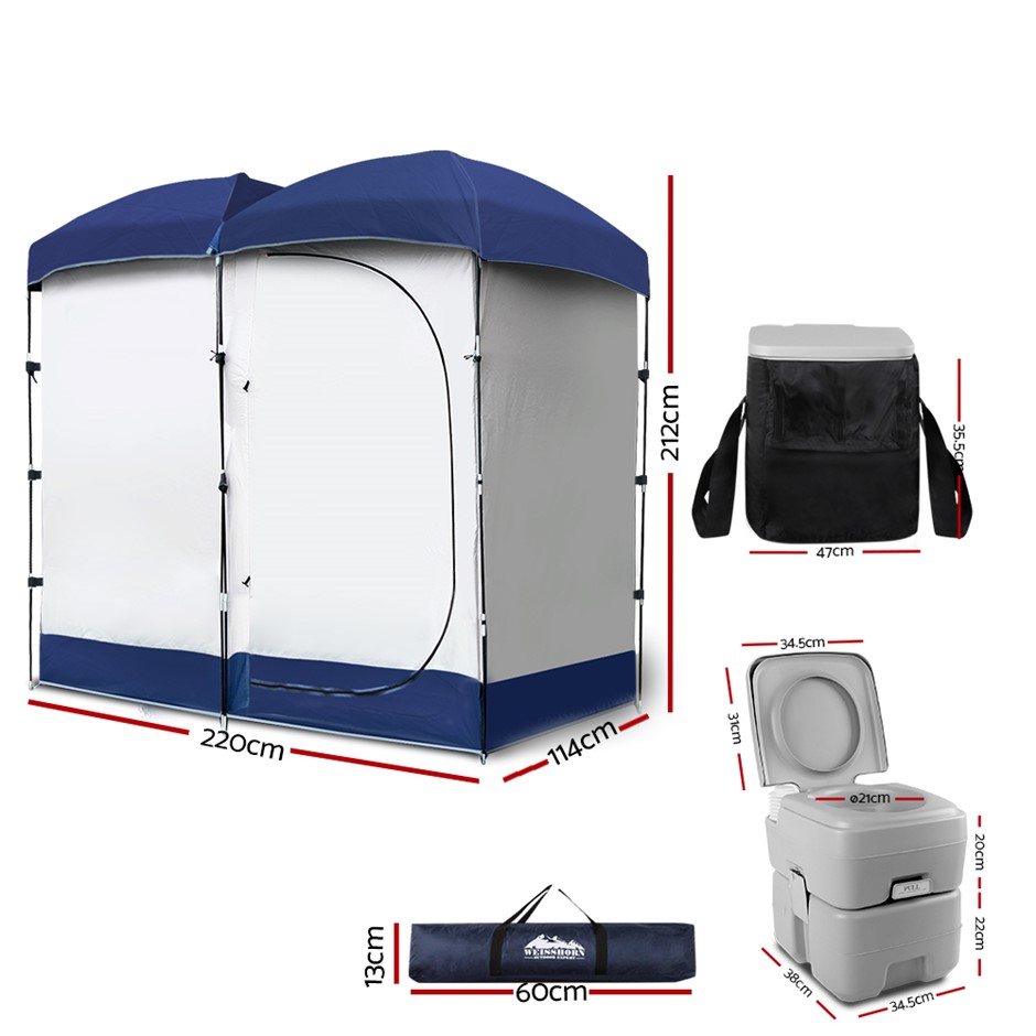 Buy WEISSHORN 20L Outdoor Double Toilet Camping Shower Tent Pop Up