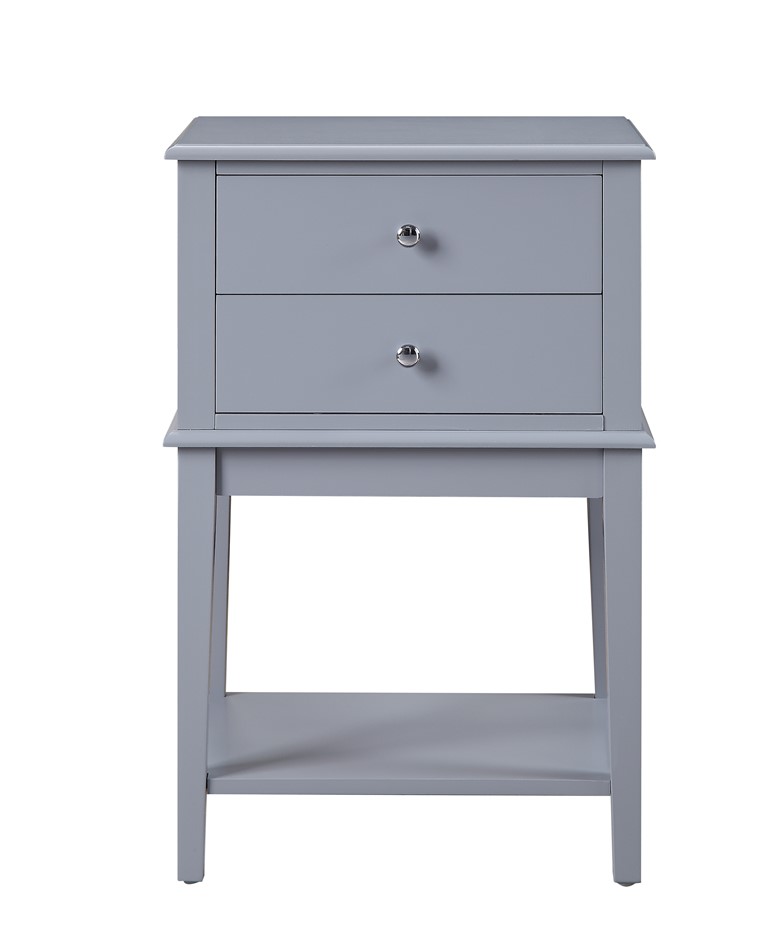 Chloe 2 Drawer Side Table - Grey