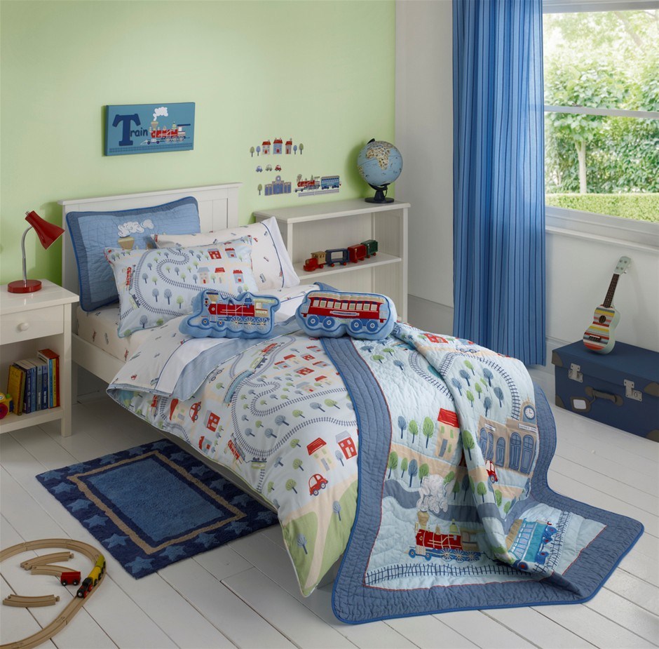 Freckles Trains Single Bed Sheet Set in 