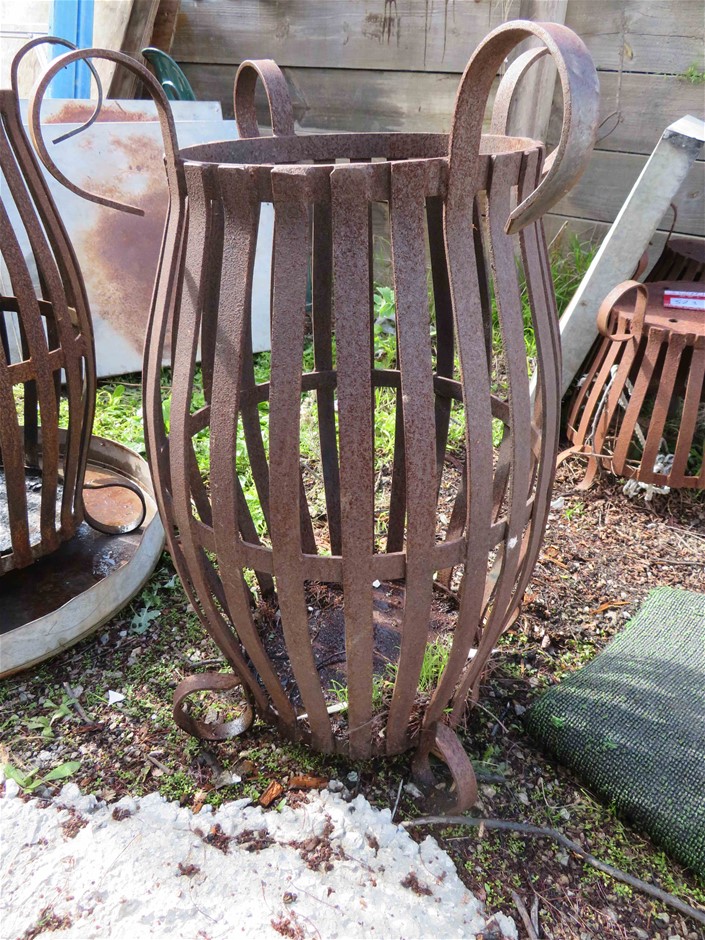 2 x Large Wrought Iron Style Braziers Auction (01103016206) Grays