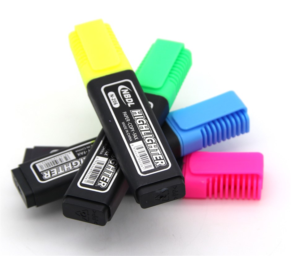 40 Highlighters Assorted Fluorescent Colours Pink/Blue/Green/Yellow
