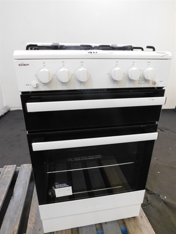 Chef CFG503WBNG 54cm Freestanding Natural Gas Oven/Stove Auction (0017