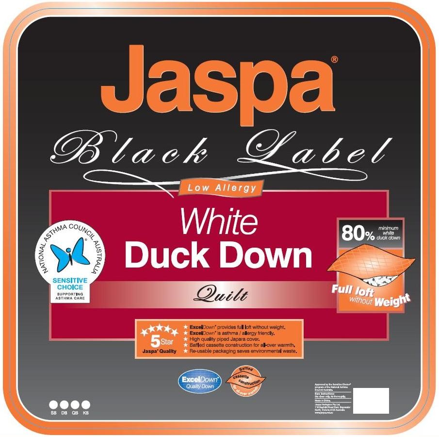 Jaspa 80% White Duck Down Quilt \ Doona 