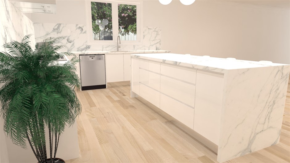 White Melamine Kitchen with 2Pac Gloss White J Style Kitchen