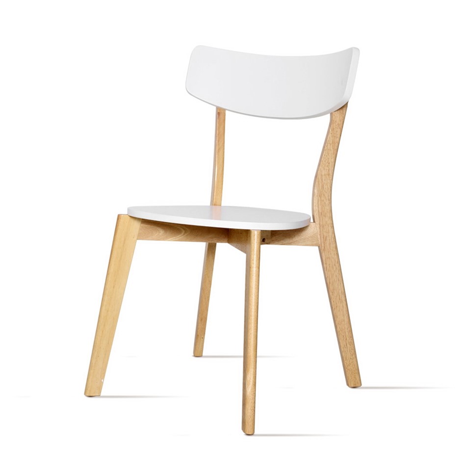 Buy Artiss Dining Chairs Kitchen Chair Rubber Cafe Retro White Wooden Seat X2 Grays Australia