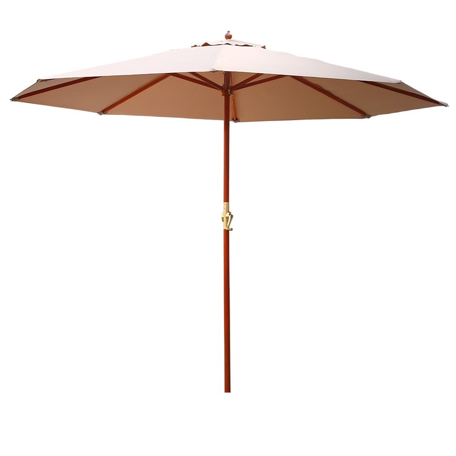 Instahut 3M Outdoor Pole Umbrella Cantilever Stand Garden Patio Beige