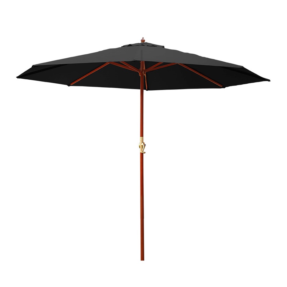 Instahut 3M Outdoor Pole Umbrella Cantilever Stand Garden Patio Black