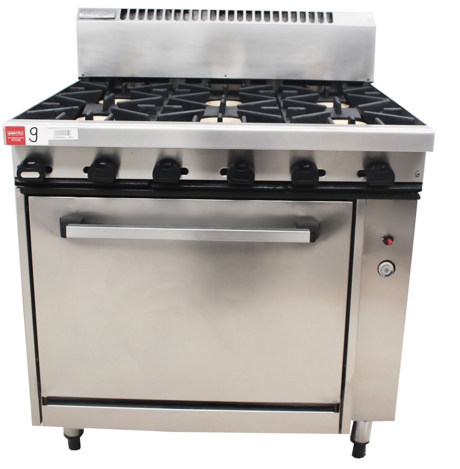 WALDORF GAS 6 BURNER STOVE WITH OVEN , QUALITY COMMERCIAL KITCHEN E