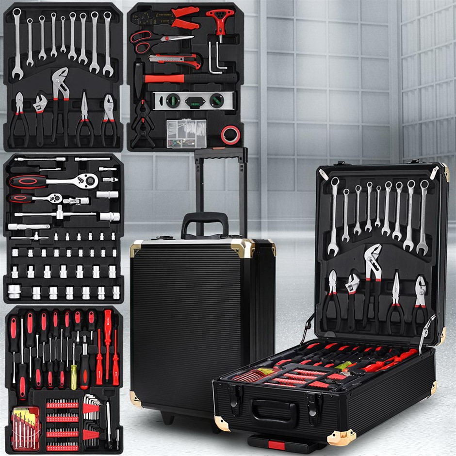 816pcs Tool Kit Trolley Case Mechanics Box Toolbox Portable DIY Set BK