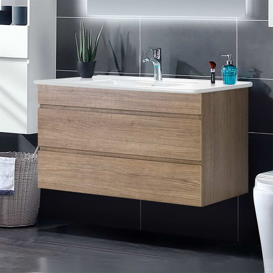 Buy Cefito Bathroom Vanity Cabinet Basin Unit Sink Wall Hung Oak