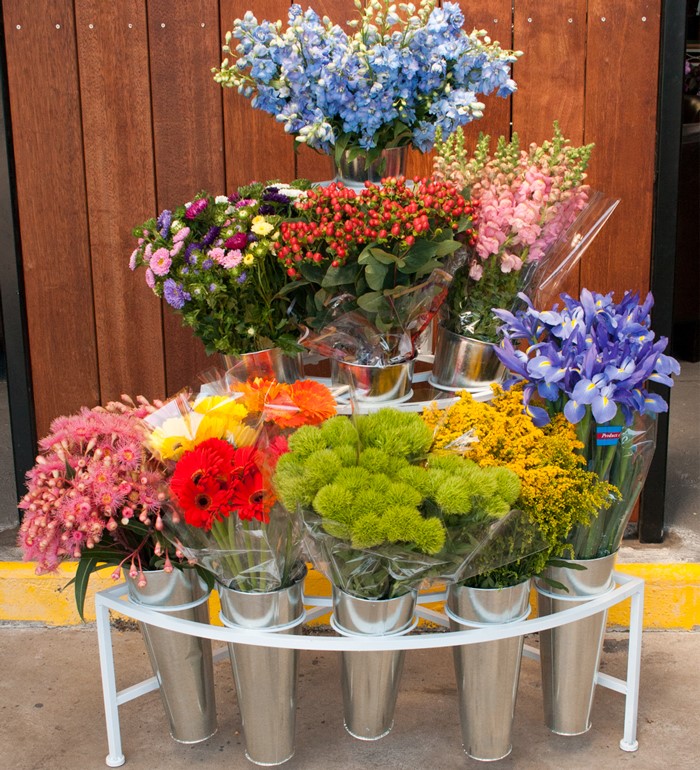 2 x NBR9 Flower Display Racks with Total 18 Flower Buckets + 18 Pot