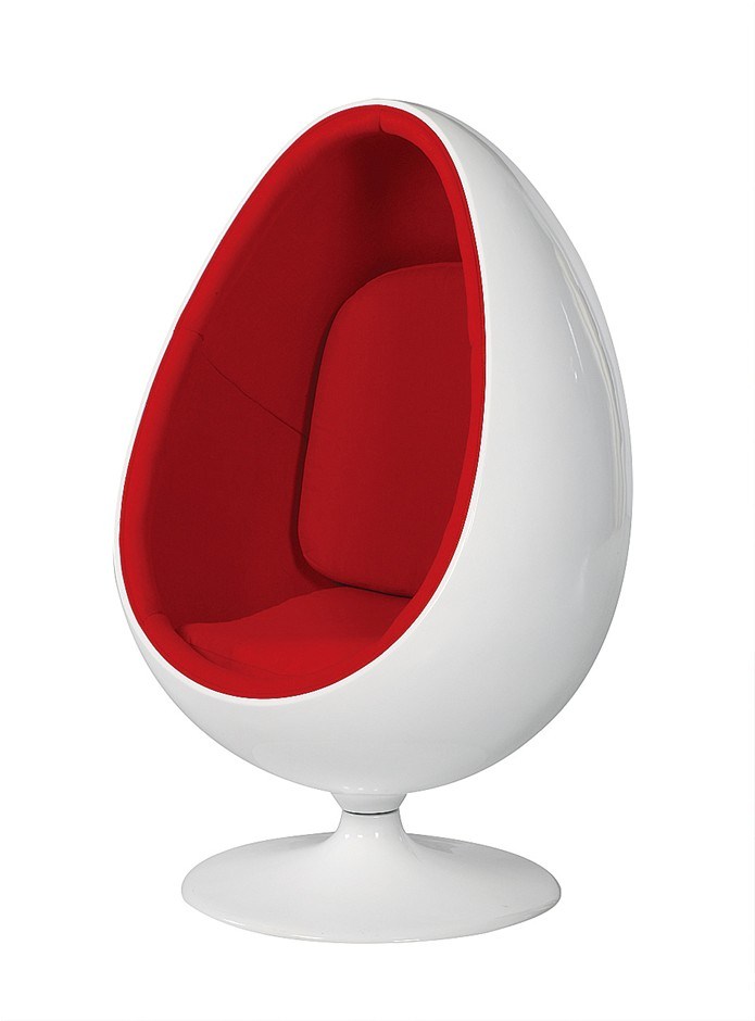 Replica Henrik Thor Larsen Ovalia Egg Chair – White with Red Interior ...