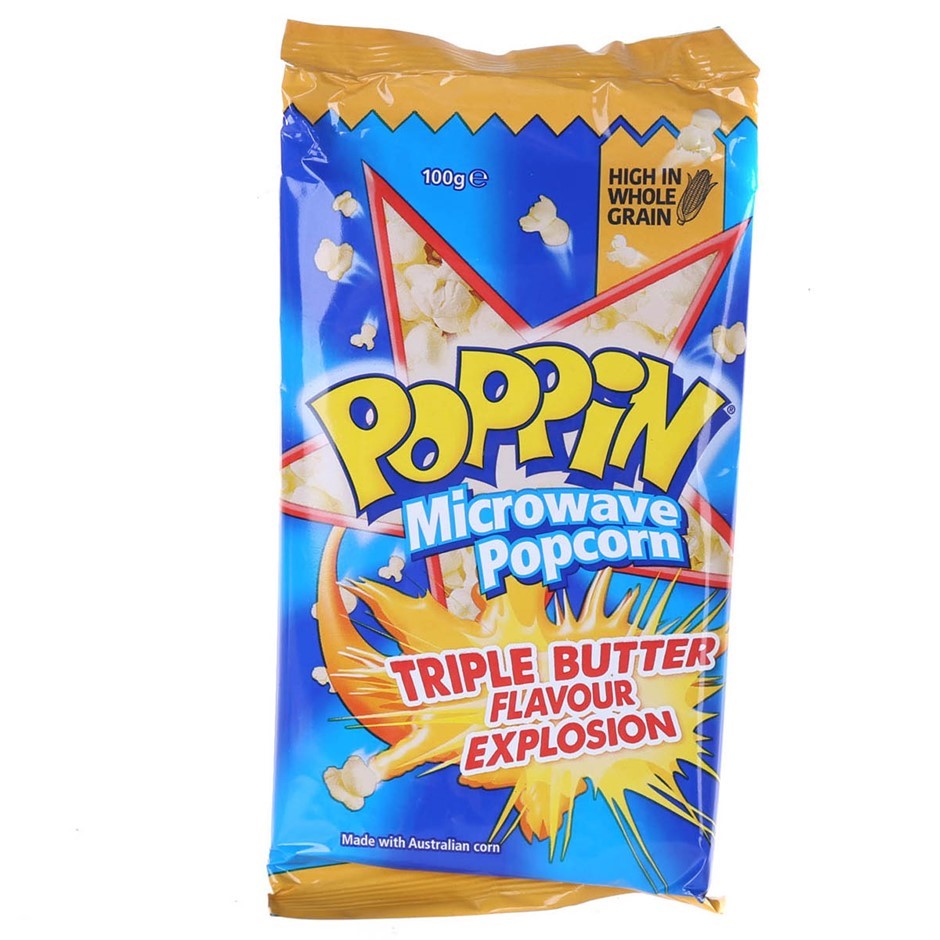 14 x POPPIN Microwave Popcorn Triple Butter, 100g (SNCC37649) (276893