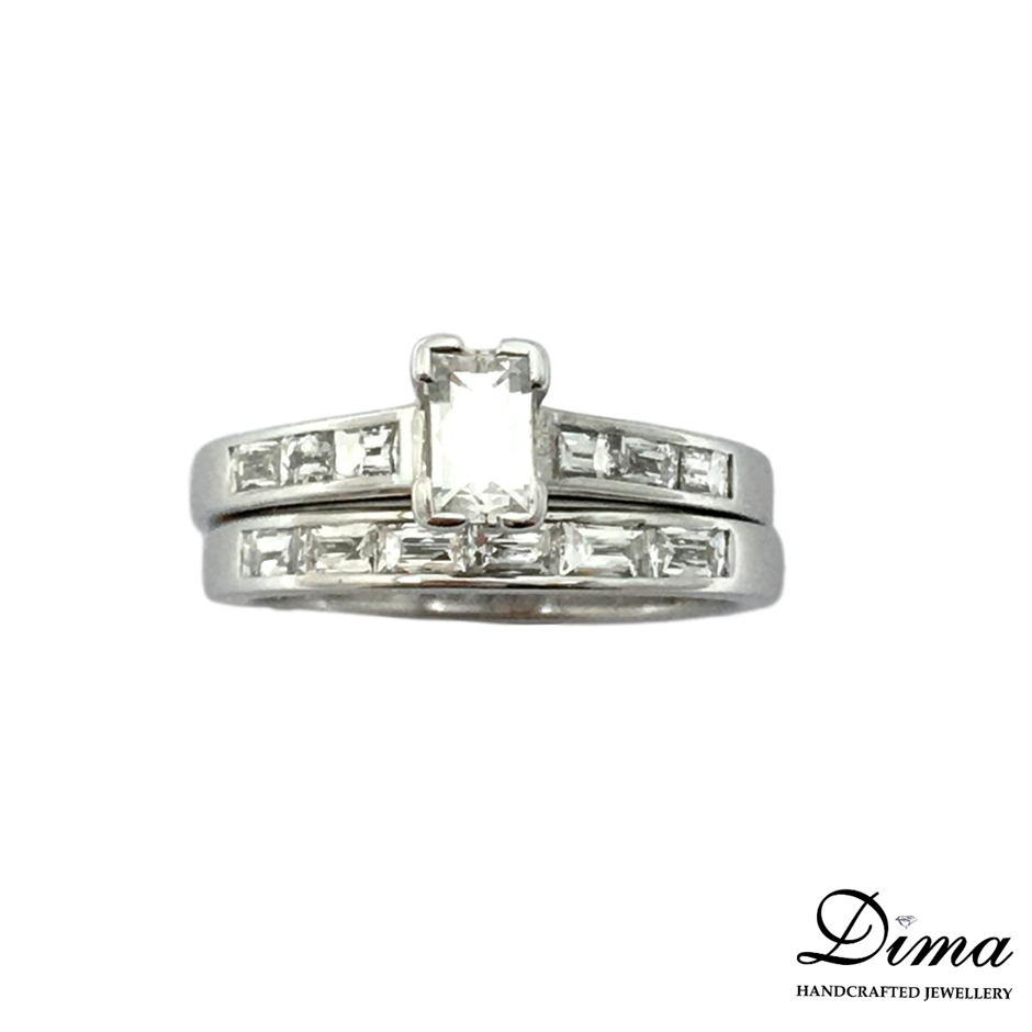 18k White Gold-Filled Tennis Bracelet Round Simulated Diamonds - 20.3cm