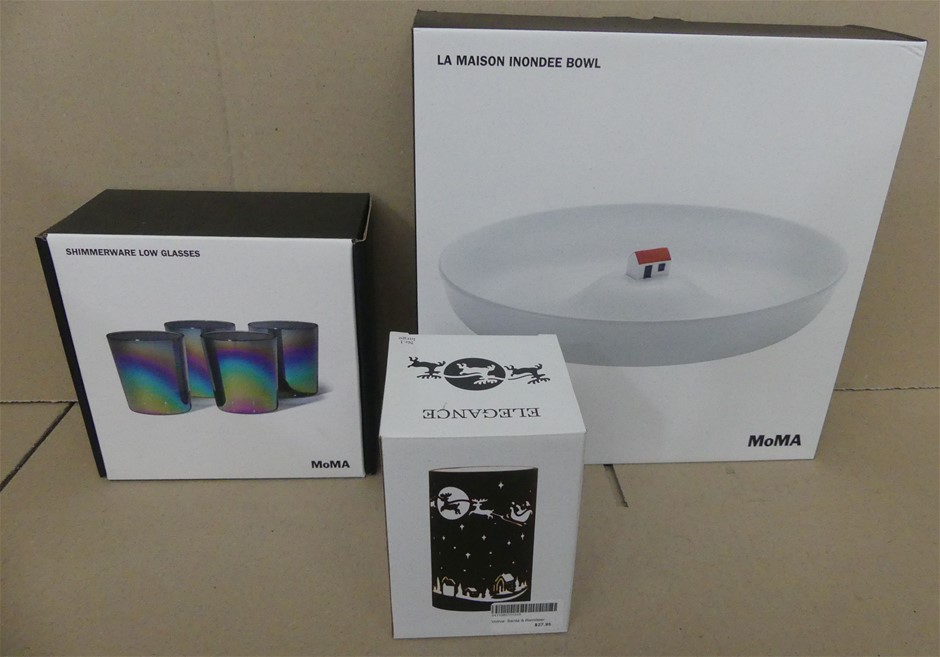 Assorted Bowls and Glasses Includes 3 x MoMA La Maison Inonde Auction